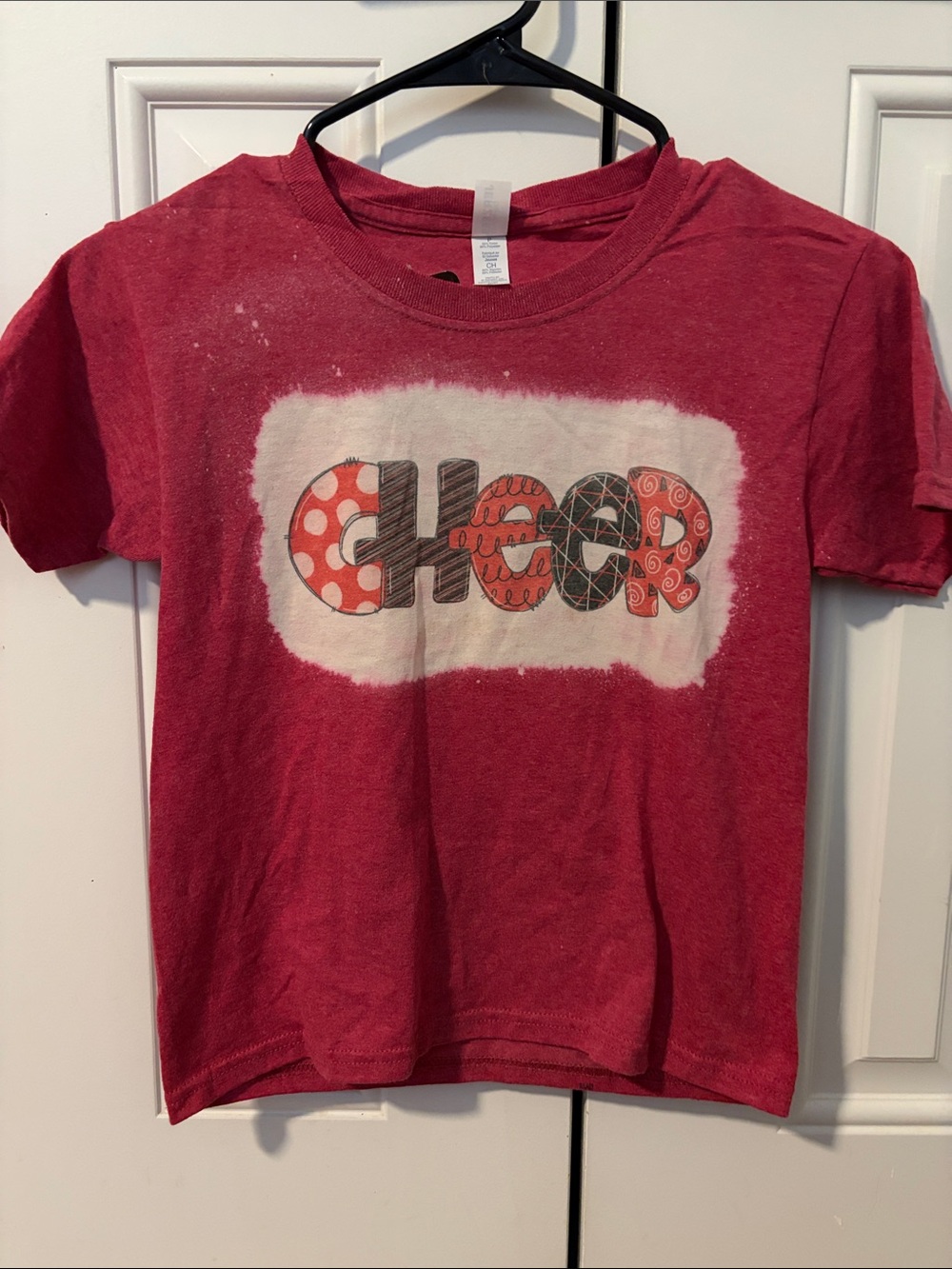 Jerzees Red Heather Kids Graphic Tee with 'Cheer’ design